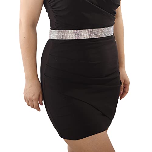 Jumwrit Rhinestone Pu Leather Belt Stretchy Shiny Crystal Waist Belt Bling Elastic Wide Cinch Sparkle Party Dress Belt for Women and Girls(Style 9)2