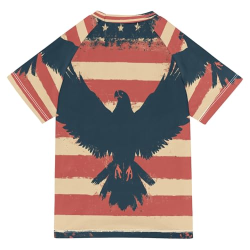 Boys Short Sleeve T-Shirts America Eagle Grunge Rashguard Kids Swim Shirts Sun UPF 50+ Multicoloured2