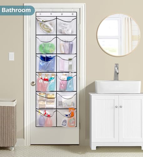 Kimbora SO-1012-WHITE Over The Door Shoe Organizer 12 Large Mesh Pockets Boots Hanging Storage Shoe Rack thumb #6
