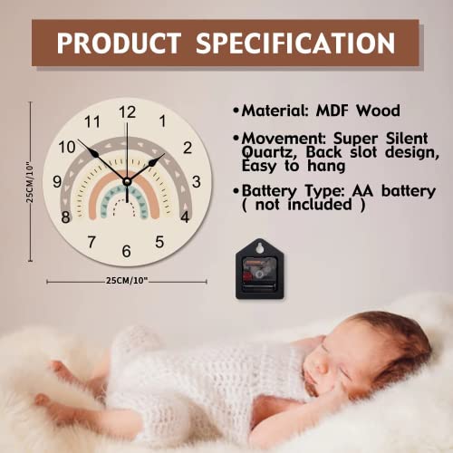 Reloj de pared redondo de madera EricauBird tonos tierra silencioso miniatura 6