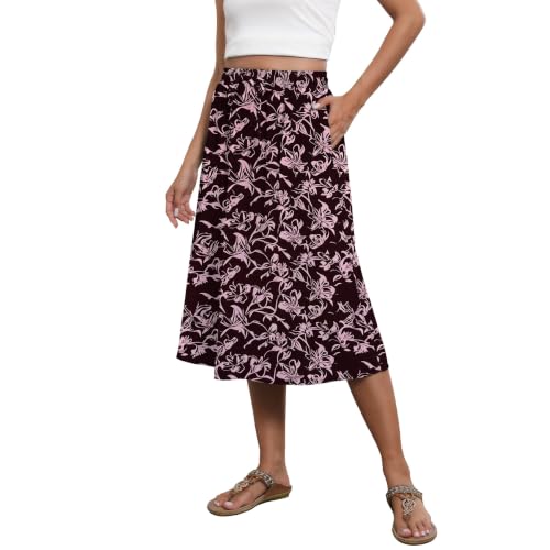 Image of Witsmile Flowy Skirt Elastic High Waist A-Line Skirt with Pockets Bohemia Cover-up for Women 2026 Trendy(S-2XL)