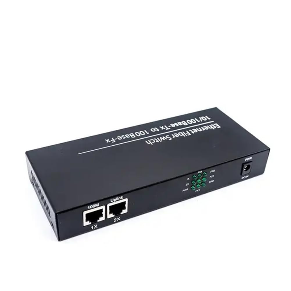 Fiber Optical Media Converter 10/100Mbps Single Mode 20Km 4 SC-Port 2 RJ45 Fiber Switch External Power Supply EU Plug