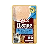 INABA CIAO Bisque di Tonno, Cibo Umido per Gatti - Crema Sana e Deliziosa ad Alto Contenuto di Umidità - Cibo per Gatti Complementare Senza Conservanti o Coloranti Artificiali, Grain-Free - 1 x 40gr