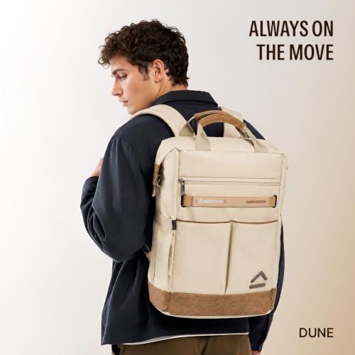 Image of uppercase Dune Alphatech Padded 15.6 inch Laptop & iPad Compartment Professional Backpack for Men & Women - Tote & Backpack Carry, Waterproof Work Business Backpack for College Work Daily -Beige