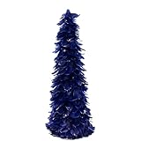 Zucker Feathers – Feathered Christmas Tree with Glittered Tips – Holiday Decoration – Festive Farmhouse Décor – Tabletop, Mantle Accessory or Window Display - Small, Navy