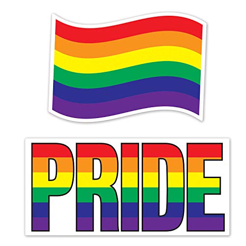 Beistle Jumbo Rainbow Cutouts – 2-Pack Double-Sided Pride Decorations with Bold Flag and Lettering Designs, Cardstock Wall Accents for Parades, Equality Events, and LGBTQ+ Celebrations, 28" to 36¾"