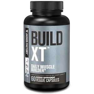 Jacked Factory Build-XT Daily Muscle Builder & Performance Enhancer – Muscle Building Supplement for Muscular Strength & Growth | Trademarked Ingredients Peak02, ElevATP, & Astragin – 60 Veggie Pills