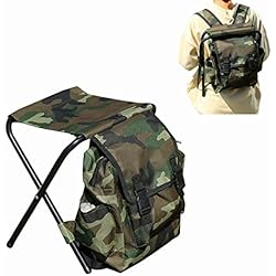 Jiakalamo Mochila de pesca, silla plegable con taburete, portátil, senderismo, camuflaje, camping, silla plegable para pesca, camping, pícnics o playa (camuflaje)