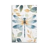 Aquarell-Poster mit Libelle, Insekt, Natur, 