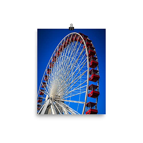 8x10 Inch Ferris Wheel Wall Art: Unframed Photo Paper Print, Chicago Print, Navy Pier Photo, Amusement Park Ride Poster, Vertical Portrait Artwork, Illinois Home Decor, Living Room Decoration