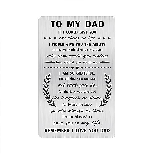 Alotozo Grateful Dad Gift - Engraved Wallet Card Inserts to My Dad - Happy Father's Day Gifts from Daughter Son
