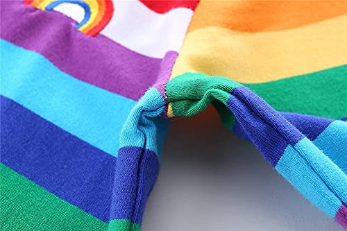 Image of Mud Kingdom Boys Girls T-Shirts Rainbow Stripe Cotton Unisex Top