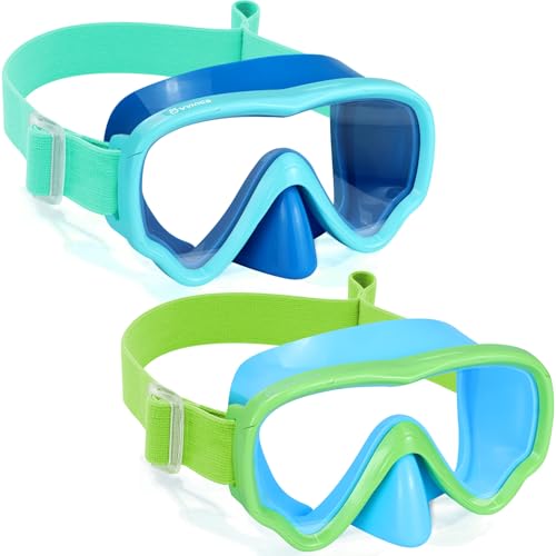 Kids Swim Goggles with Nose Cover, Fabric Strap Swim Mask No Leak 3-14