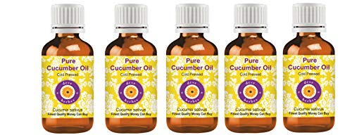 dève herbes Pure Cucumber Oil (Cucumis sativus) Cold Pressed (Pack of Five) 100ml X 5 (16.9 oz)