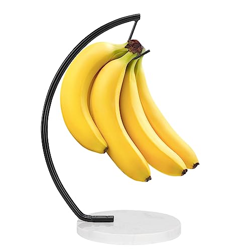 Livabber Banana Holder With Marble Base, Metal Banana Hanger Modern Tree Stand With Hook, Durable Banana Keeper Fresh Fruit Storage Organizer Freestanding For Kitchen Countertop (Black, Single Hook) #TOP8