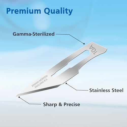 Swann Morton Surgical Scalpel Blade #10A - Sterile Blade for Minor Surgical Procedures, Tool for Graphic Artists - Individually Wrapped, Box of 100 - Thumbnail 5