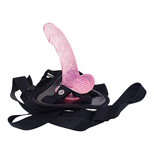 Small Size Double Pleasure Realistic Silicone Soft Smooth Toys for Couples, Adjustable Waist Pants for Women to Use on Men, Slim Thin DSFGB5THF (Pink)