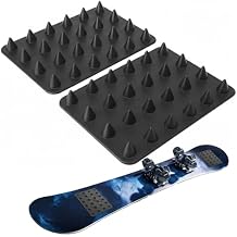Drydiet 2 Packs Snowboard Stomp Pad Black Mat Stomp Pad Snowboard with 3D Anti Slip Spike Grip Cold Resistant Self Adhesive Enhanced Traction for Men Women Extra Grip Winter Ski
