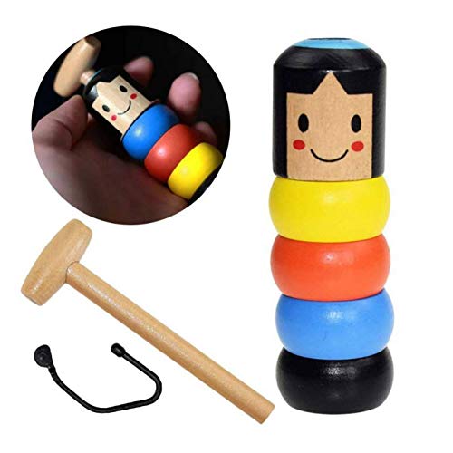 JJZS Decoración Hogar 1 Juego Immortal Daruma Small Wooden Man Halloween Magic Tricks Toy Divertido Stage Magic Props Halloween Funny Wooden Magic Toy Gift