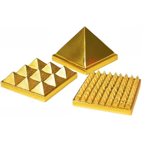 Home Genie 3 Layer Brass Pyramid for Vastu Correction, Positive Energy, and Home Décor – Handmade Spiritual Tool (3x3cm) Cover