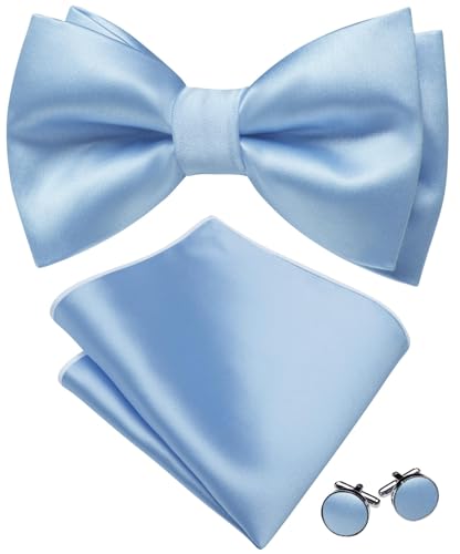 Image of YOHOWA Mens Bow Tie Set Paisley Coloful Pre-tied Bowties Adjustable with Handkerchief Cufflinks Wedding Prom Party
