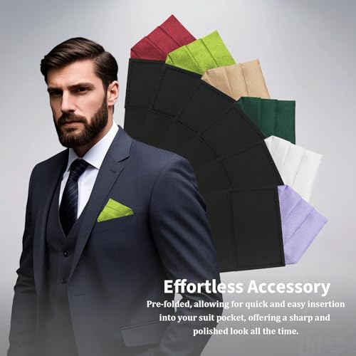 Image of Mens Pre-Folded Pocket Squares on Card Pocket Handkerchief for Suit Accessories