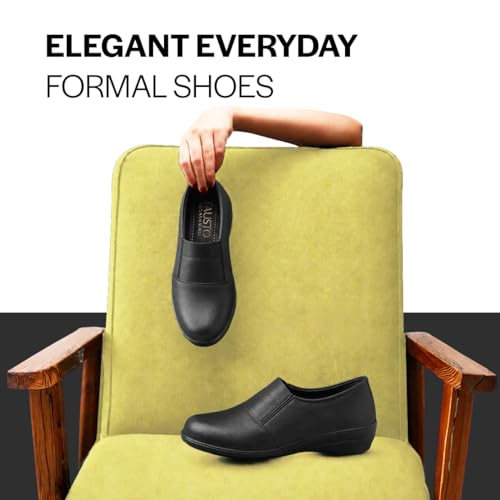 Image of FAUSTO Women Classic Formal Slip On Shoes | Platform Heel Shoe for Office Meeting Events | Easy Pull On Shoes with All Day Comfort