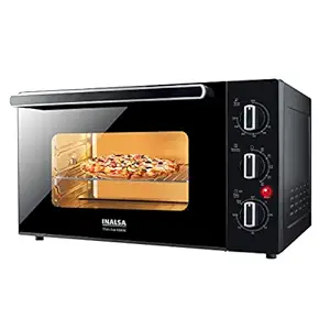 INALSA OTG Oven for Kitchen 30 Ltr-1500W Cake Baking Oven Toaster Grill with Rotisserie Convention|Double Glass Door|Cool Touch Handle|Temperature & Timer Control,2 Yr Warranty-EuroChef30BKRC