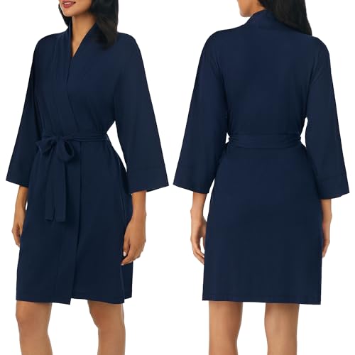 Image of Nautica Womens Soft Robe - Above Knee 3 /4 Length Sleeve Lightweight Robe - Cotton Knit Jersey Sleepwear and Loungewear