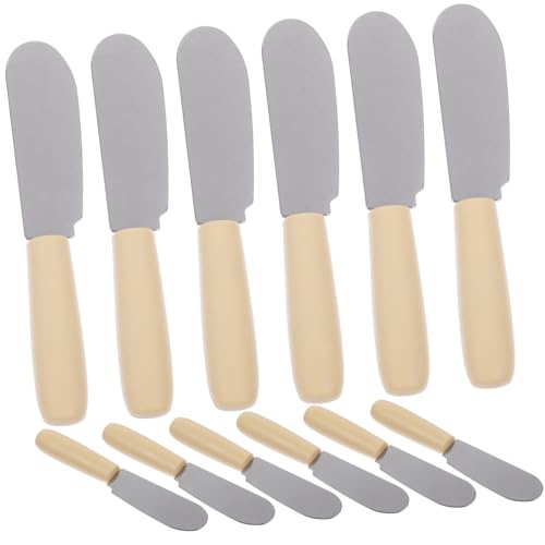 NOLITOY 12 piezas Espátulas para Untar Mantequilla con Mango Plástico Ergonómico de Unidades para Glaseado Crema y Queso Herramientas Resistentes y Fáciles de Limpiar para Repostería