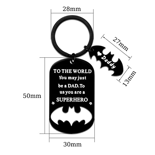Image of Father Keychain, Batman Keychains for New Dad Step Dad Grandpa Son, Fathers Day Birthday Gift for Daddy from Daughter