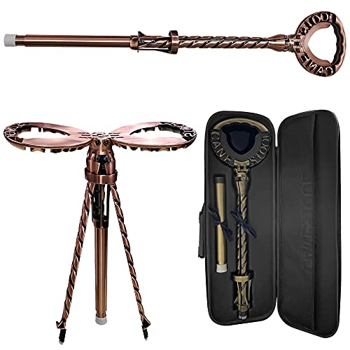 ALEVMOOM Portable Walking Cane with Seat Camping Cane Seat Telescoping Cane Stool Walking Stick Chair Walking Stools Retractable Lightweight Walking Stick Stool for Elderly Outdoor Travel Stool â€¦