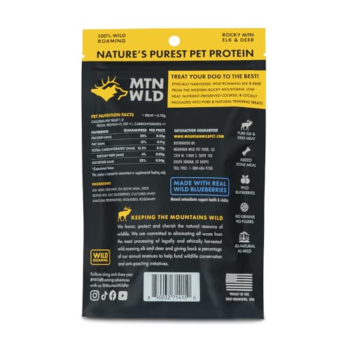 Image of MOUNTAIN WILD Blueberry Elk & Venison Training Treats for Dogs - 4oz 2 Bags | Puppy & Dog Protein Treat, High Value, All Natural, No Fillers, Grain Free, No Artificial Preservatives