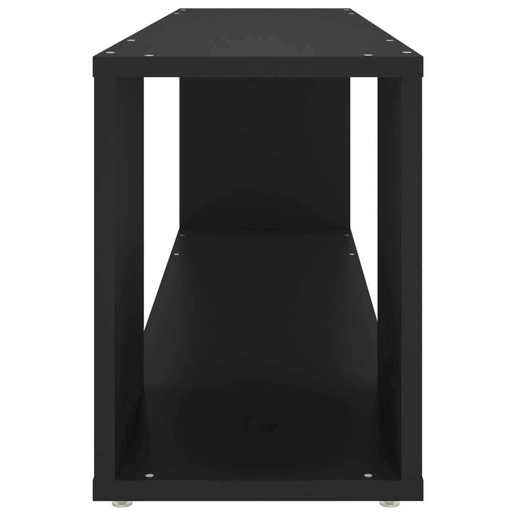 Elegancki czarny stojak na telewizor, 100 x 24 x 32 cm, klasyczny design, płyta wiórowa, przestronna powierzchnia nośna, idealny do eksponowania przedmiotów dekoracyjnych, mebli do salonu