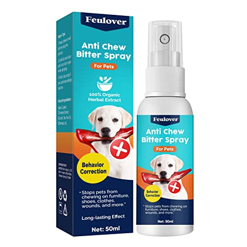 Feulover-Bitter-Apple-Spray-for-Dog-to-Stop-Chewing, No Chew Spray for Dogs, Pet Corrector Spray for Dogs&Cats, Stop Chewing Licking and Biting, Nontoxic