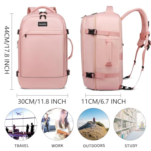 30L Travel Backpack For Women Men Flight Approved Carry-On Laptop Pink - image 3