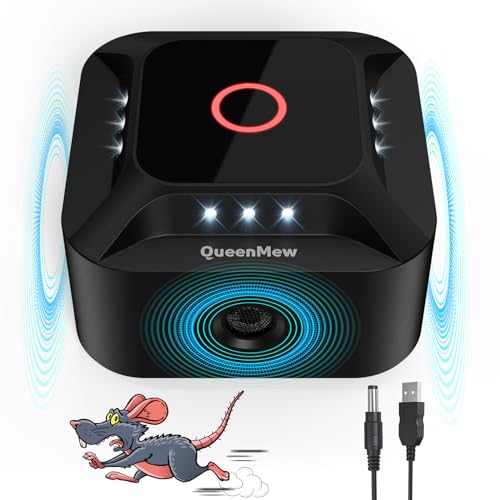 Repelente Ultrasónico de Ratones 360°, 3 Modos Repelente de Ratones Enchufe con 12 Luces Estroboscópicas, 300 M² Ahuyentador de Topos Repelente Gatos, para Ratones Rata Araña Polilla Hormiga