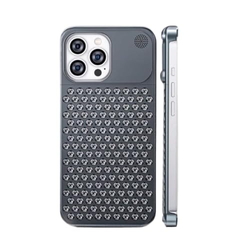 Image of Back Cover Case for iPhone 14 Shockproof Protective Aero Mesh Metallic Hybrid Case(Grey)