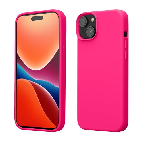 kwmobile Cover per Apple iPhone 15 Custodia - Back Case Antiurto Bordo Rialzato - in Silicone TPU Flessibile - rosa shocking
