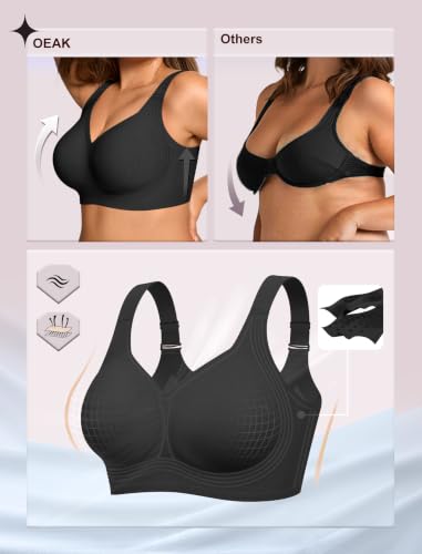 Image of OEAK Womens Wireless Jelly Bras Plus Size Support Push Up Comfortable Bra | no underwire,full coverage,for large breast,minimizer bra,seamless,tshirt bras,everyday bra