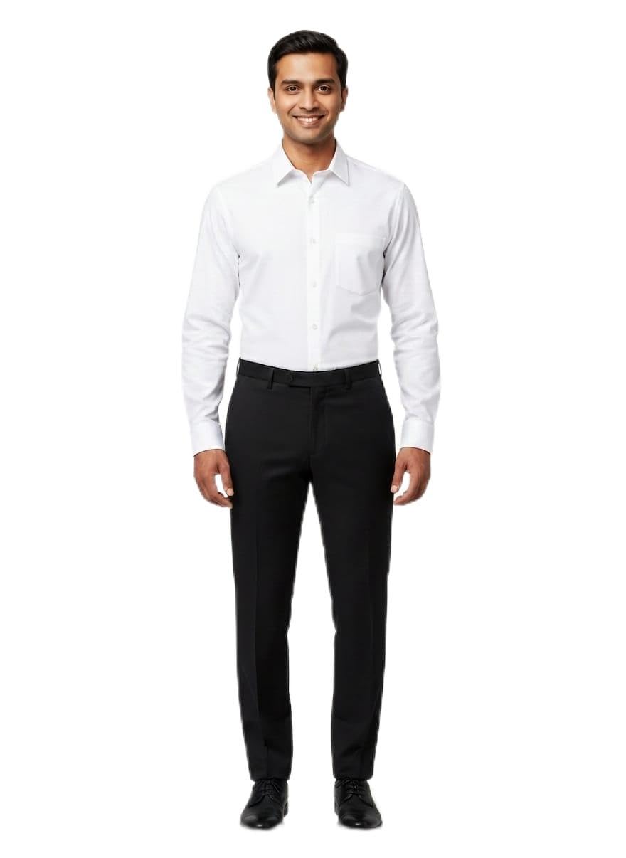 Regalia Formal Office Wear Set of Full Sleeve White Shirt and Black Trouser-image-23