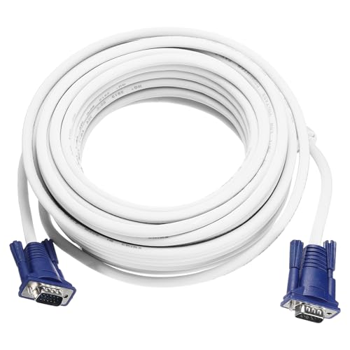 Câble VGA écran écran ordinateur portable TV moniteur blanc cordon adaptateur 14,9m