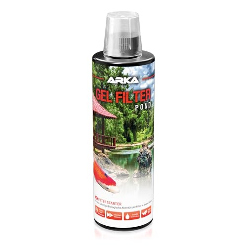 Teich Filterbakterien 473 ml – Gelstarter für Teichfilter & Filtermedien – aktiviert die Biologie sofort, baut Ammonium, Ammoniak & Nitrit ab – 100% biologisch – ARKA Pond Gel Filter