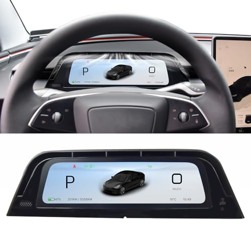 Image of Heads Up Display with Air Vent for Tesla Model 3 Highland 2024 2025-9.66 inch Wireless CarPlay Android Auto, Blind Spot, Rainbow Road, Battery /Dashboard Data Sync