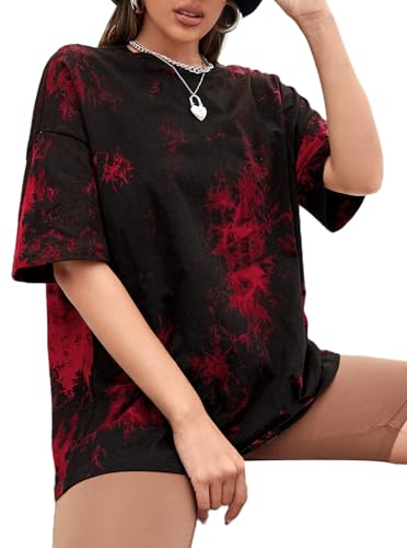 Image of Remidoo Women's Casual Oversized T Shirt Short Sleeve Graphic Tee Letter Tie Dye Shirts