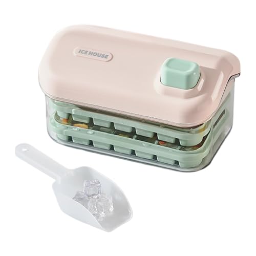 冷凍庫用 蓋付き アイストレー - 二段式製氷ボックス付きトレイ | 食品グレード簡単取り外し冷却キューブ作成バーユニット 飲料冷ドリンクテキラウォッカカクテル用 | ウイスキー 飲料 カクテル ウォッカ 冷たい飲み物用