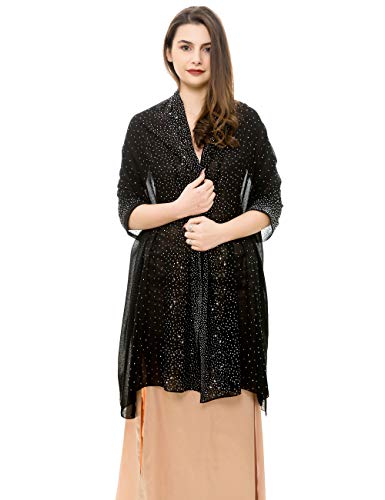 REEMONDE Womens Rhinestones Pashmina Shawls and Wraps for Evening Dresses Chiffon Shawl Sparkly Scarf2