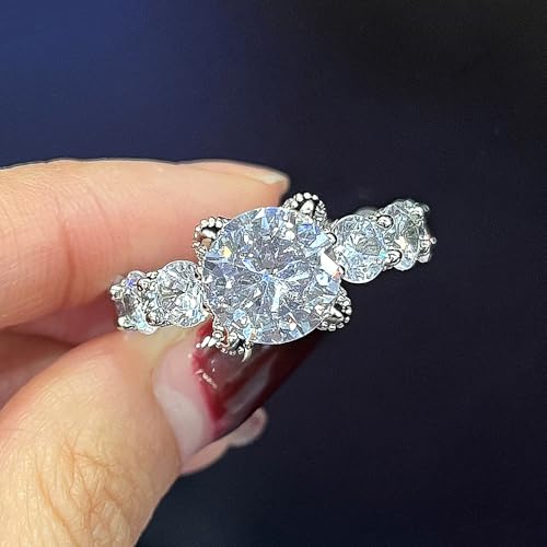 Luxury Round Cubic Zirconia Rings for Women Bridal Wedding Band3