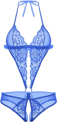 Image of Women Deep V Imported Lingerie Lace Teddy One Piece Babydoll Mini Bodysuit Sleepwear Swimwear