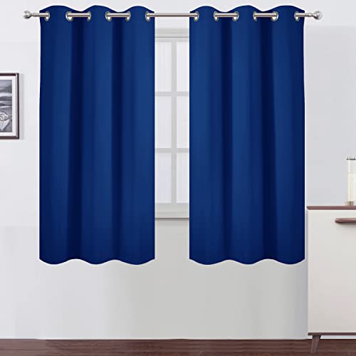 Image of LEMOMO Blackout Curtains 40 x 63 inch /Royal Blue Curtains Set of 2 Panels /Thermal Insulated Room Darkening Bedroom Curtains